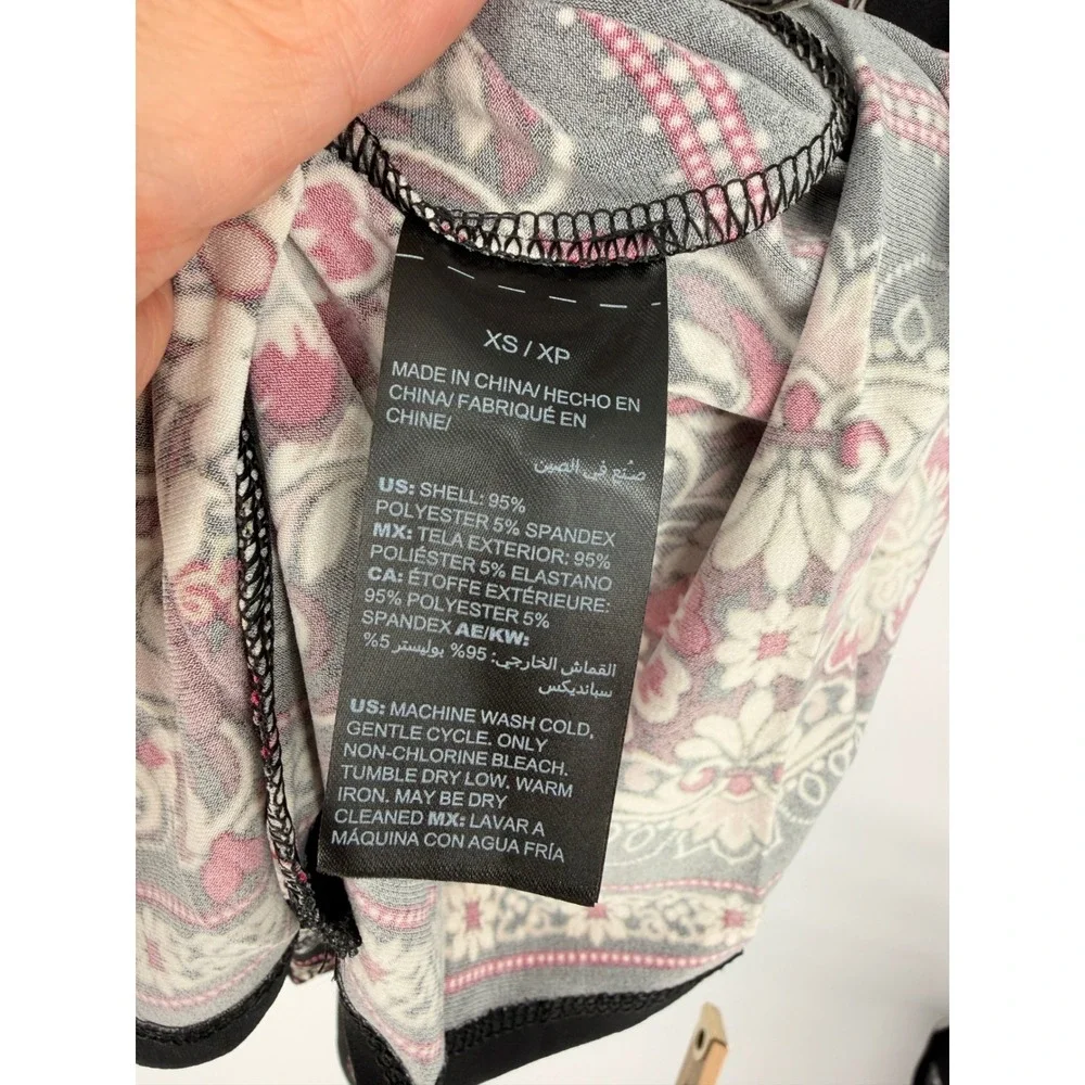 White House Black‎ Market Embroidered Black 3/4 Sleeve V Neck Dress XS